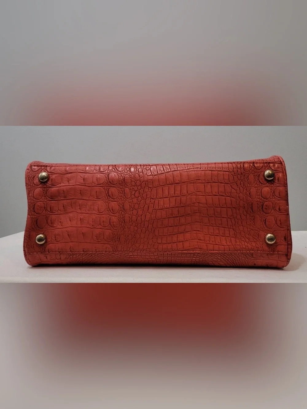 Croc Embossed Crossbody Satchel Bag Orange Faux Leather Shoulder Purse